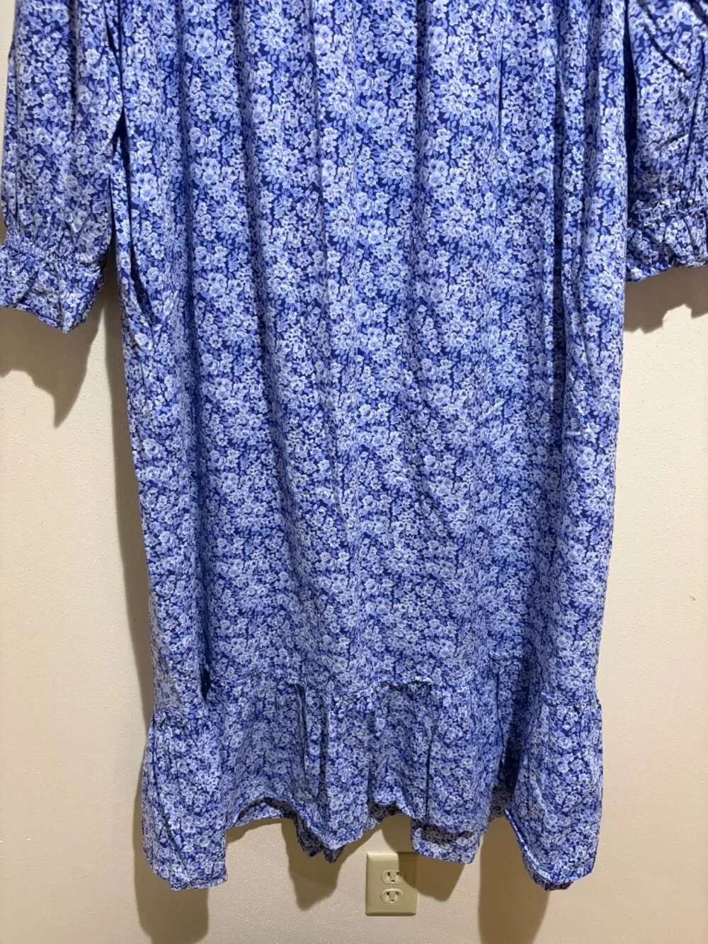 Eileen West Cotton Lawn Ballet Long Nightgown Blue Floral
